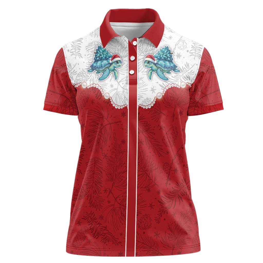 Western Yoke Women Polo Shirt Turtle Going Home For Christmas - Wonder Print Shop