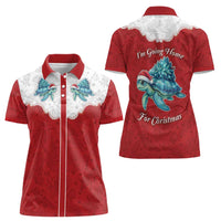 Western Yoke Women Polo Shirt Turtle Going Home For Christmas - Wonder Print Shop