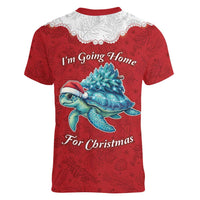 Western Yoke Women V-Neck T-Shirt Turtle Going Home For Christmas - Wonder Print Shop