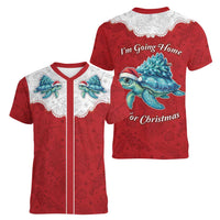 Western Yoke Women V-Neck T-Shirt Turtle Going Home For Christmas - Wonder Print Shop
