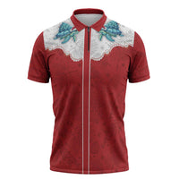 Western Yoke Zipper Polo Shirt Turtle Going Home For Christmas - Wonder Print Shop