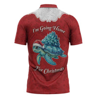 Western Yoke Zipper Polo Shirt Turtle Going Home For Christmas - Wonder Print Shop