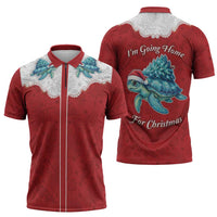 Western Yoke Zipper Polo Shirt Turtle Going Home For Christmas - Wonder Print Shop