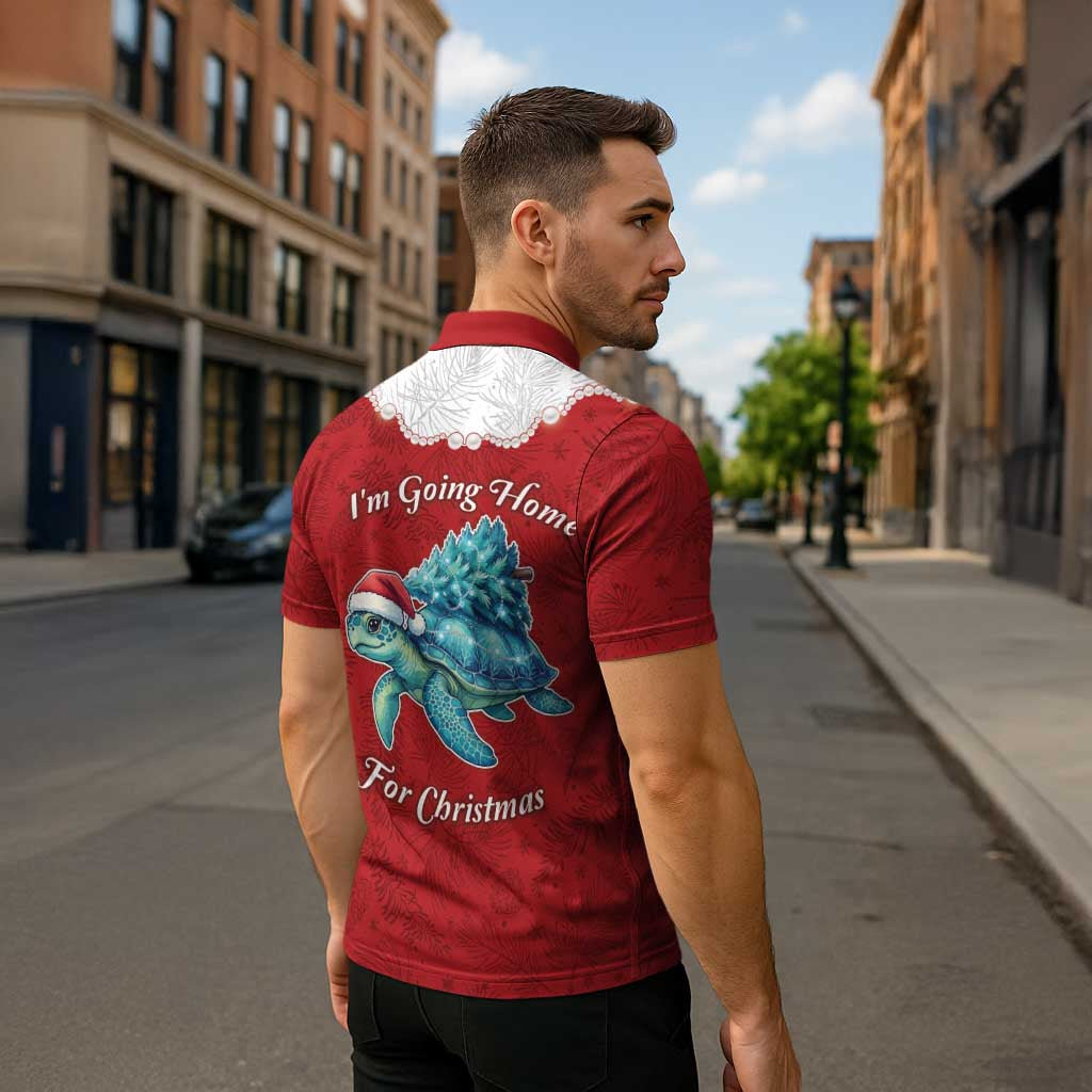 Western Yoke Zipper Polo Shirt Turtle Going Home For Christmas - Wonder Print Shop