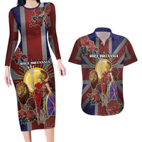 British Empire Couples Matching Long Sleeve Bodycon Dress and Hawaiian Shirt Rule Britannia - Wonder Print Shop