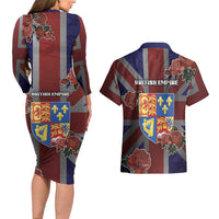 British Empire Couples Matching Long Sleeve Bodycon Dress and Hawaiian Shirt Rule Britannia - Wonder Print Shop