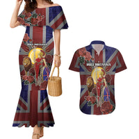 British Empire Couples Matching Mermaid Dress and Hawaiian Shirt Rule Britannia - Wonder Print Shop