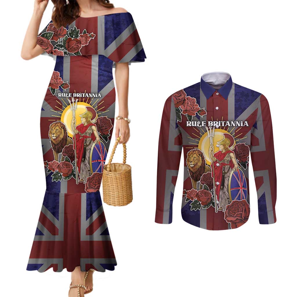 British Empire Couples Matching Mermaid Dress and Long Sleeve Button Shirt Rule Britannia - Wonder Print Shop