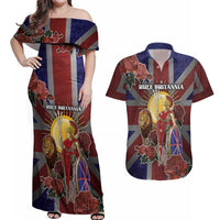 British Empire Couples Matching Off Shoulder Maxi Dress and Hawaiian Shirt Rule Britannia - Wonder Print Shop