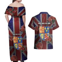 British Empire Couples Matching Off Shoulder Maxi Dress and Hawaiian Shirt Rule Britannia - Wonder Print Shop