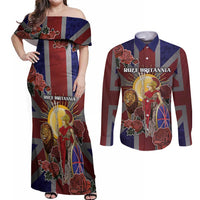 British Empire Couples Matching Off Shoulder Maxi Dress and Long Sleeve Button Shirt Rule Britannia - Wonder Print Shop