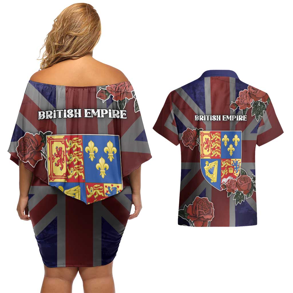 British Empire Couples Matching Off Shoulder Short Dress and Hawaiian Shirt Rule Britannia - Wonder Print Shop