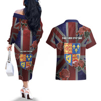 British Empire Couples Matching Off The Shoulder Long Sleeve Dress and Hawaiian Shirt Rule Britannia - Wonder Print Shop