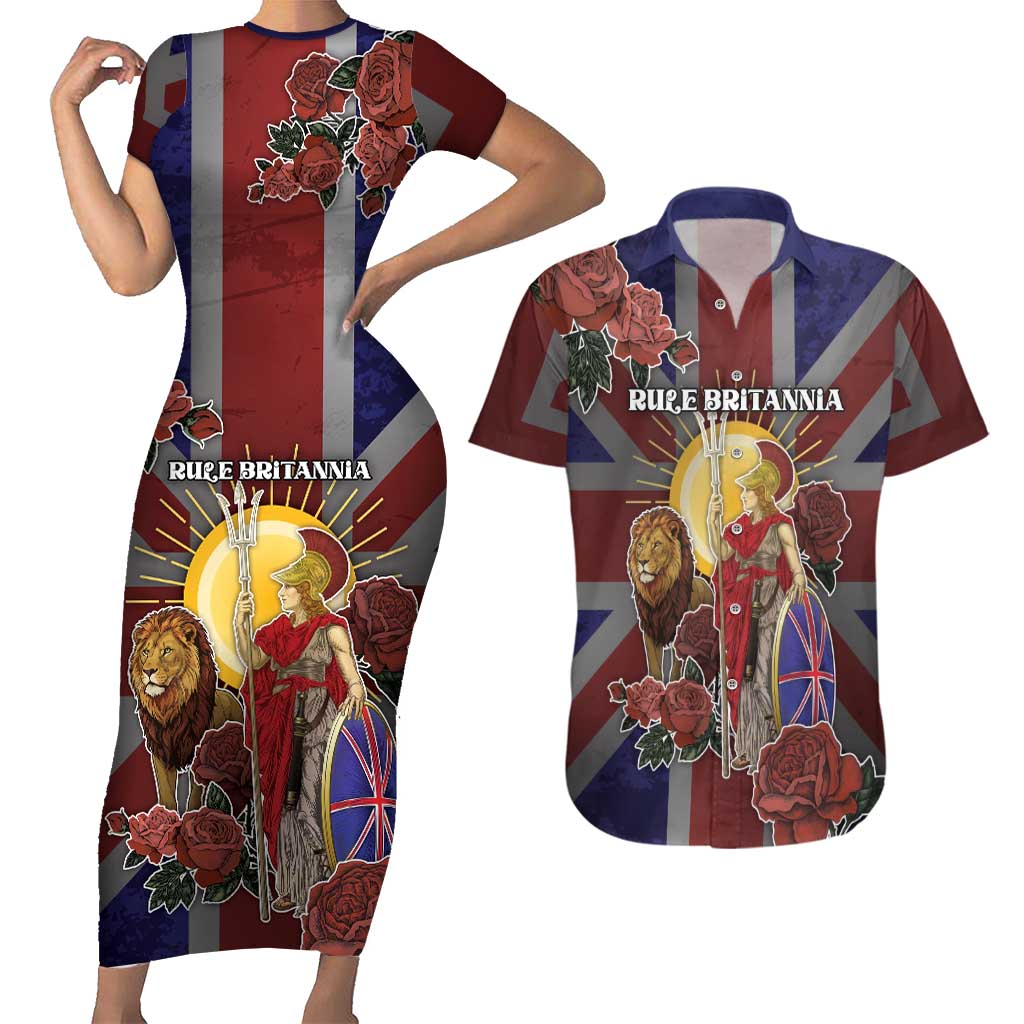 British Empire Couples Matching Short Sleeve Bodycon Dress and Hawaiian Shirt Rule Britannia - Wonder Print Shop