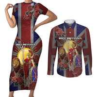 British Empire Couples Matching Short Sleeve Bodycon Dress and Long Sleeve Button Shirt Rule Britannia - Wonder Print Shop