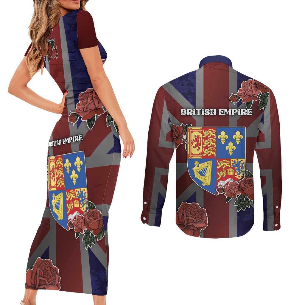 British Empire Couples Matching Short Sleeve Bodycon Dress and Long Sleeve Button Shirt Rule Britannia - Wonder Print Shop