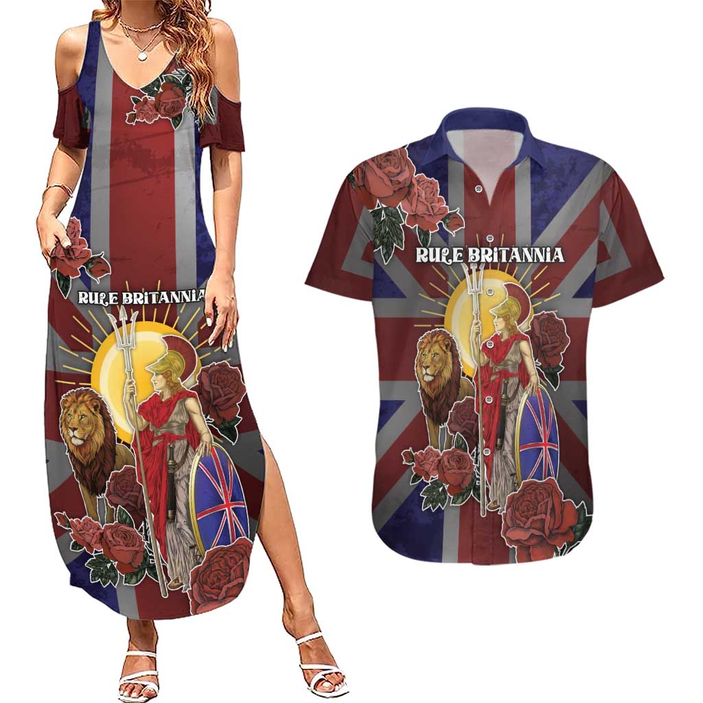 British Empire Couples Matching Summer Maxi Dress and Hawaiian Shirt Rule Britannia - Wonder Print Shop