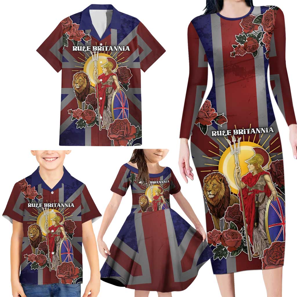 British Empire Family Matching Long Sleeve Bodycon Dress and Hawaiian Shirt Rule Britannia - Wonder Print Shop