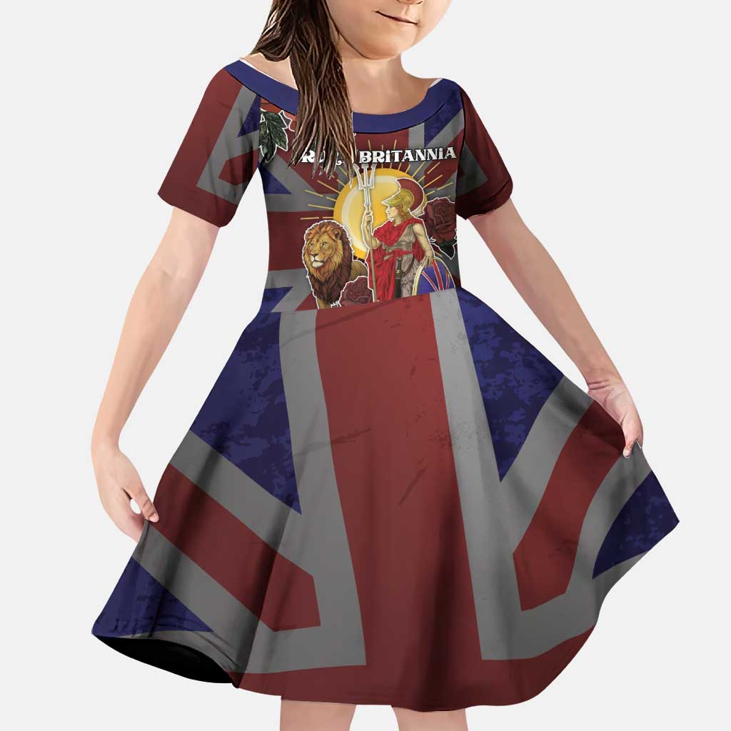 British Empire Family Matching Off The Shoulder Long Sleeve Dress and Hawaiian Shirt Rule Britannia - Wonder Print Shop