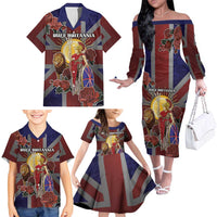 British Empire Family Matching Off The Shoulder Long Sleeve Dress and Hawaiian Shirt Rule Britannia - Wonder Print Shop