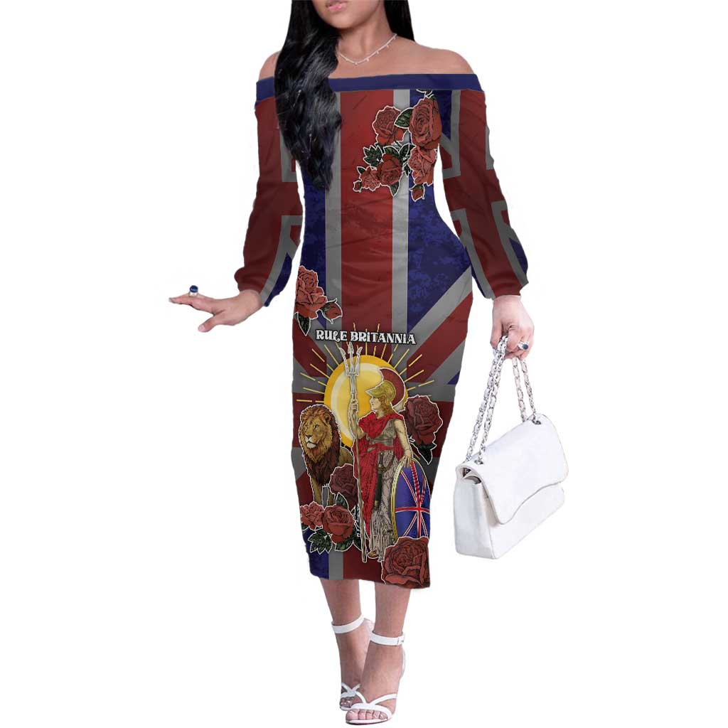 British Empire Family Matching Off The Shoulder Long Sleeve Dress and Hawaiian Shirt Rule Britannia - Wonder Print Shop