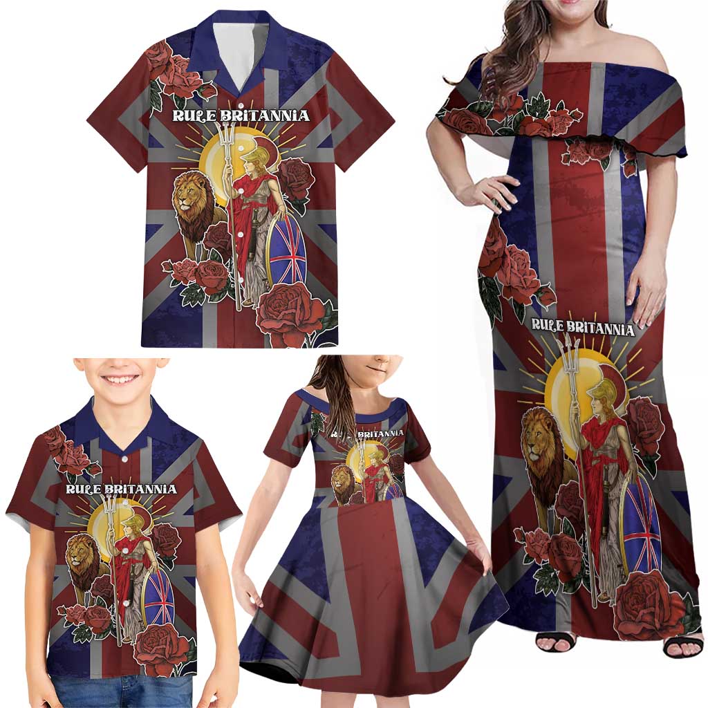 British Empire Family Matching Off Shoulder Maxi Dress and Hawaiian Shirt Rule Britannia - Wonder Print Shop