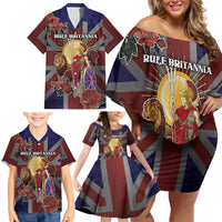 British Empire Family Matching Off Shoulder Short Dress and Hawaiian Shirt Rule Britannia - Wonder Print Shop