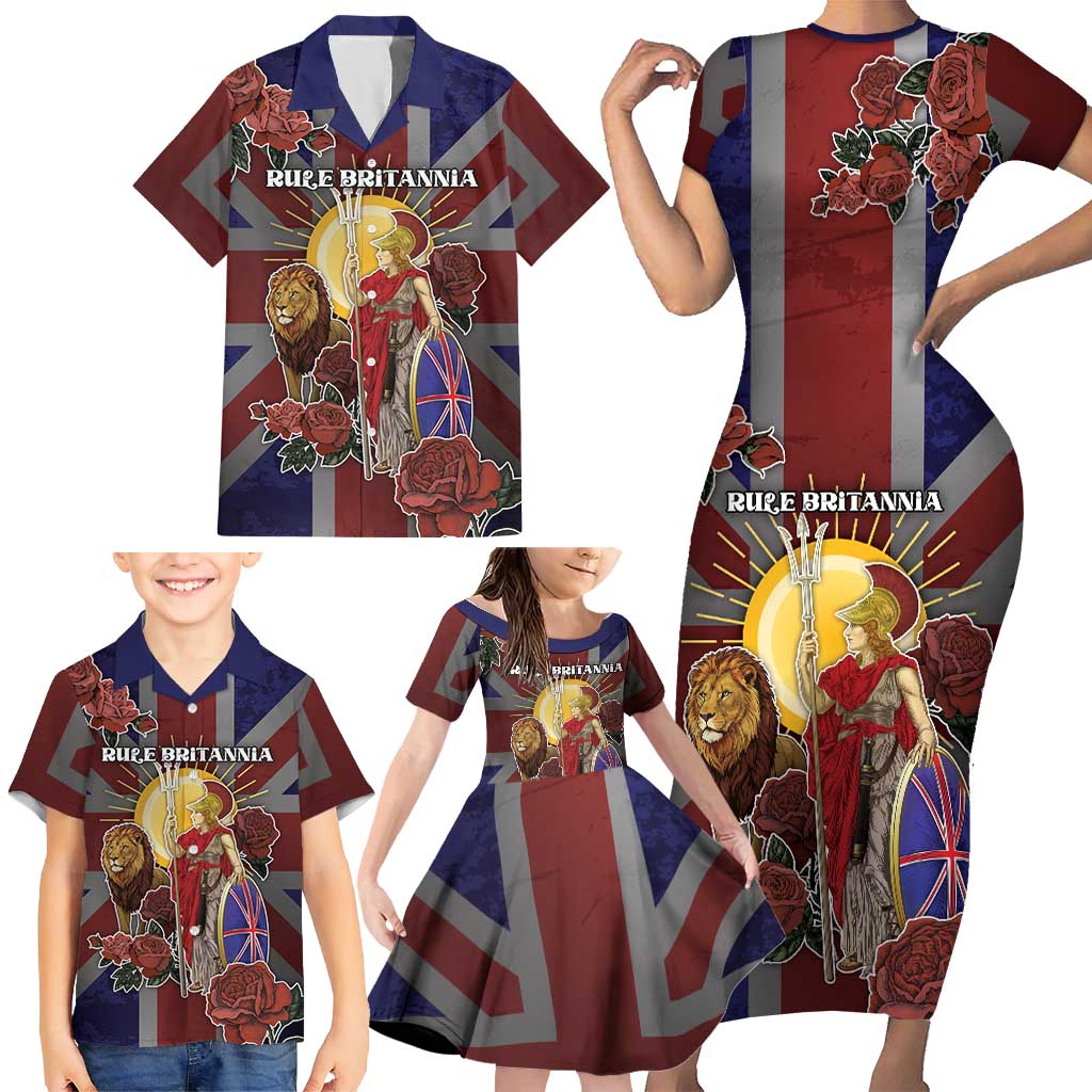 British Empire Family Matching Short Sleeve Bodycon Dress and Hawaiian Shirt Rule Britannia - Wonder Print Shop