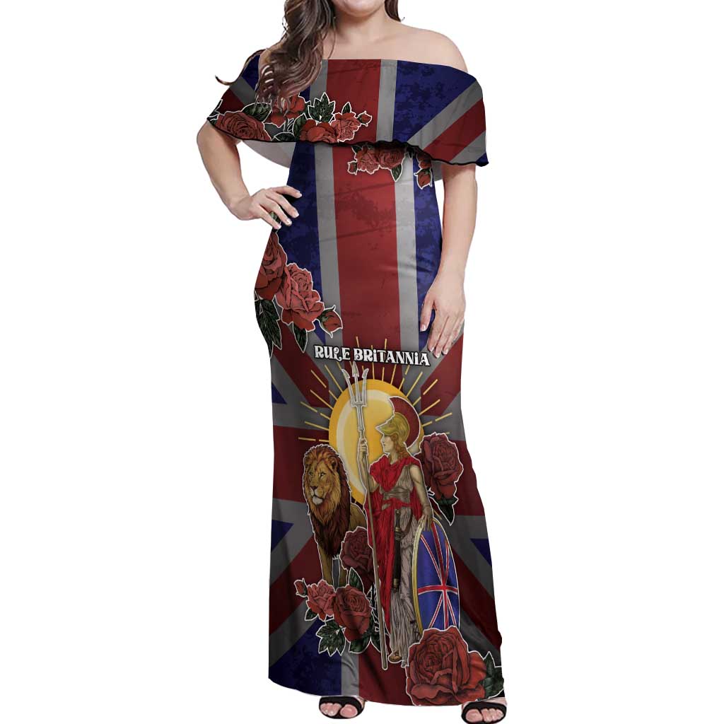 British Empire Off Shoulder Maxi Dress Rule Britannia - Wonder Print Shop