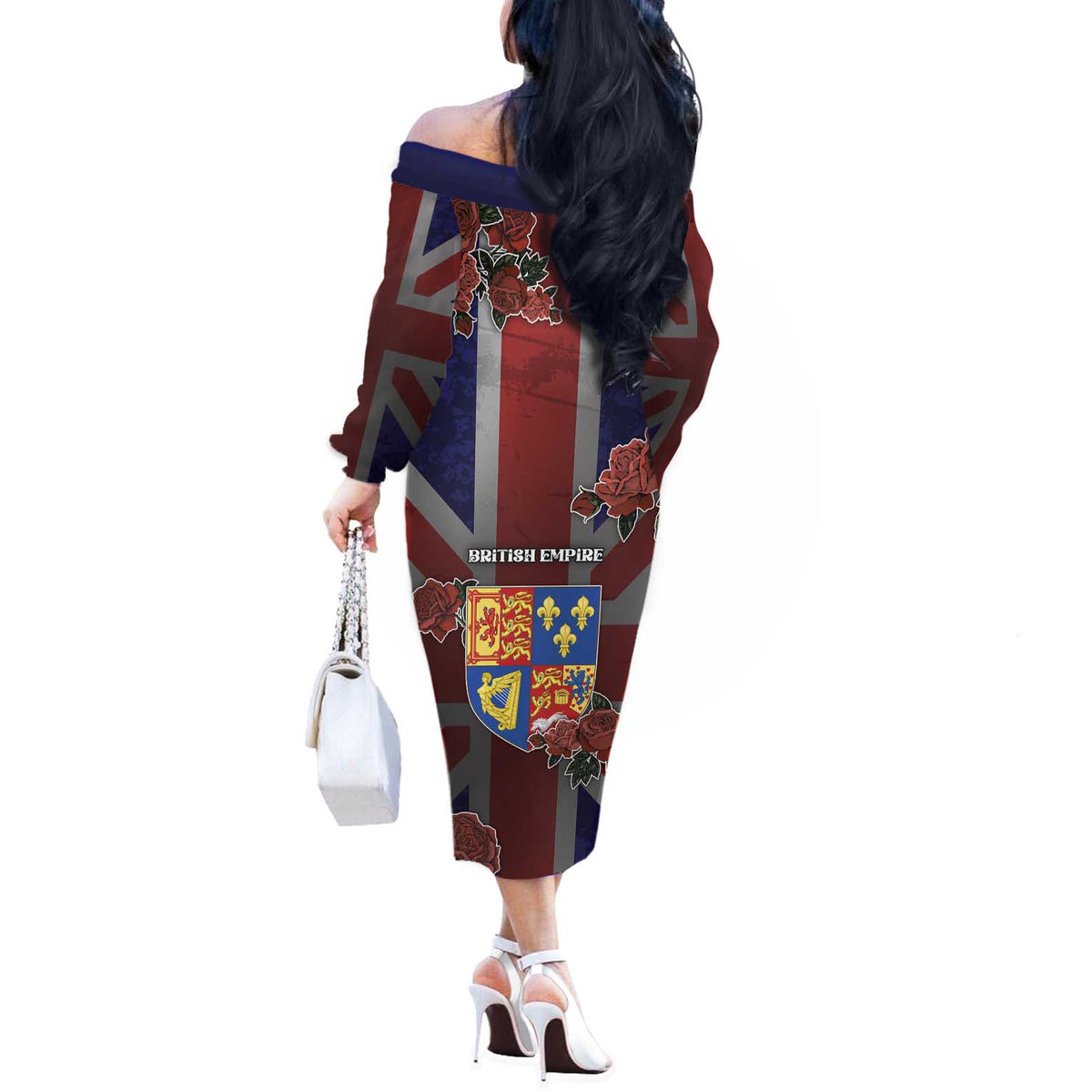 British Empire Off The Shoulder Long Sleeve Dress Rule Britannia - Wonder Print Shop