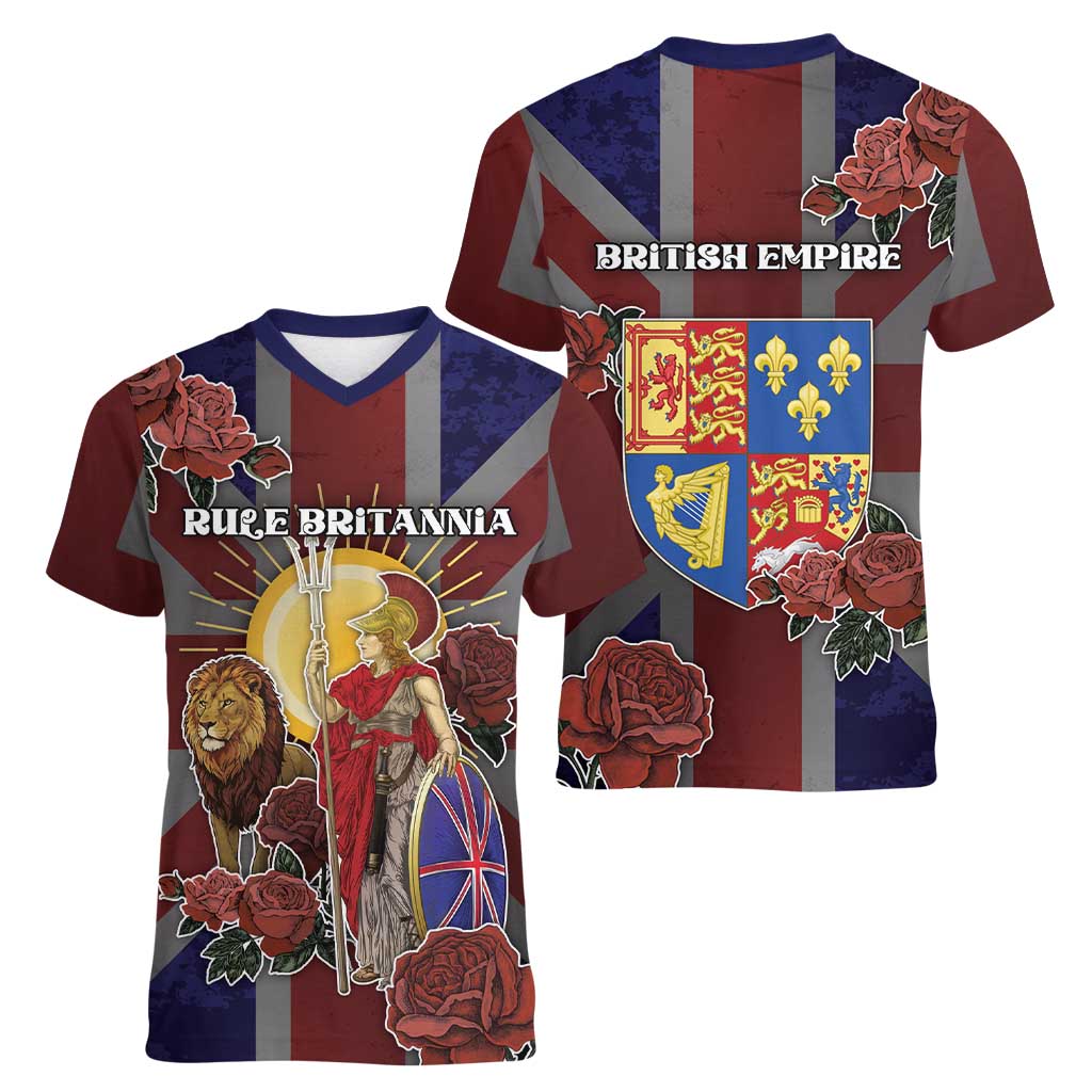 British Empire Women V-Neck T-Shirt Rule Britannia - Wonder Print Shop