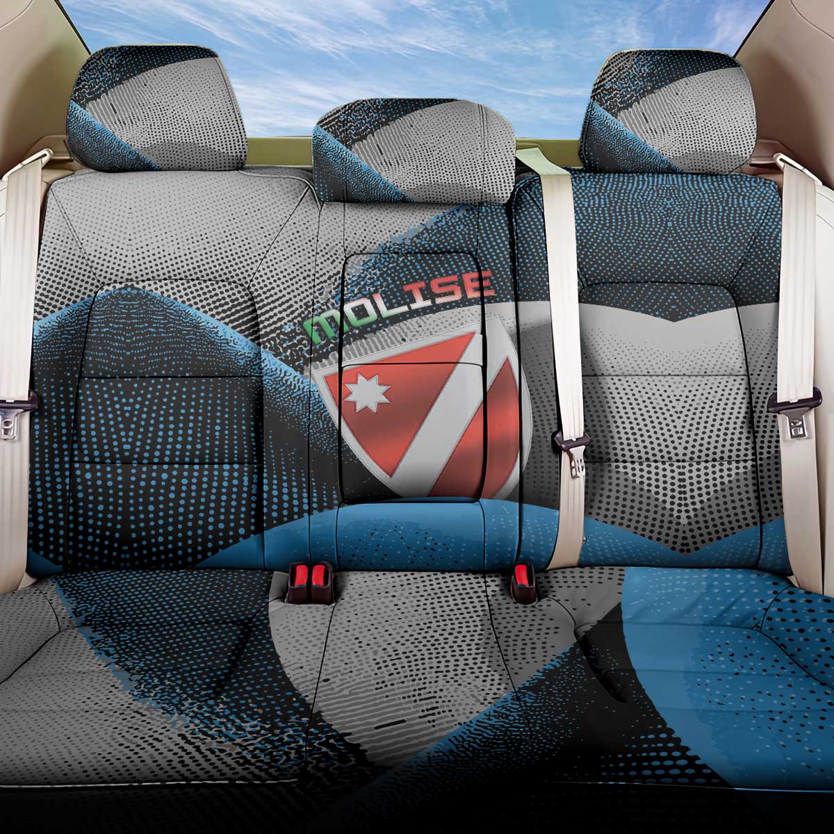 Italy Molise Back Car Seat Cover Coat Of Arms With Dynamic Dot Patterns