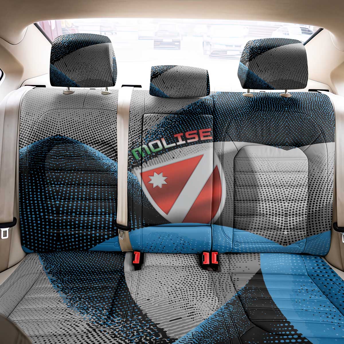Italy Molise Back Car Seat Cover Coat Of Arms With Dynamic Dot Patterns