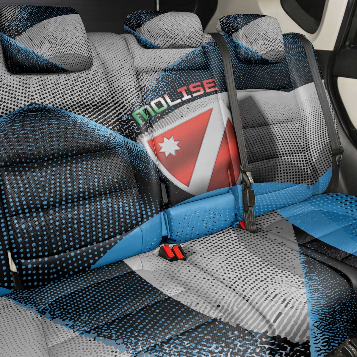 Italy Molise Back Car Seat Cover Coat Of Arms With Dynamic Dot Patterns