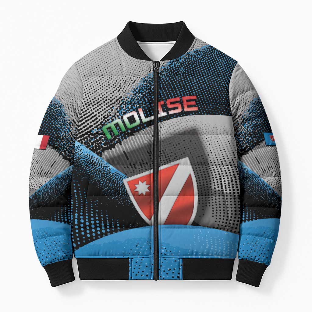 Personalized Italy Molise Bomber Puffer Jacket Coat Of Arms With Dynamic Dot Patterns