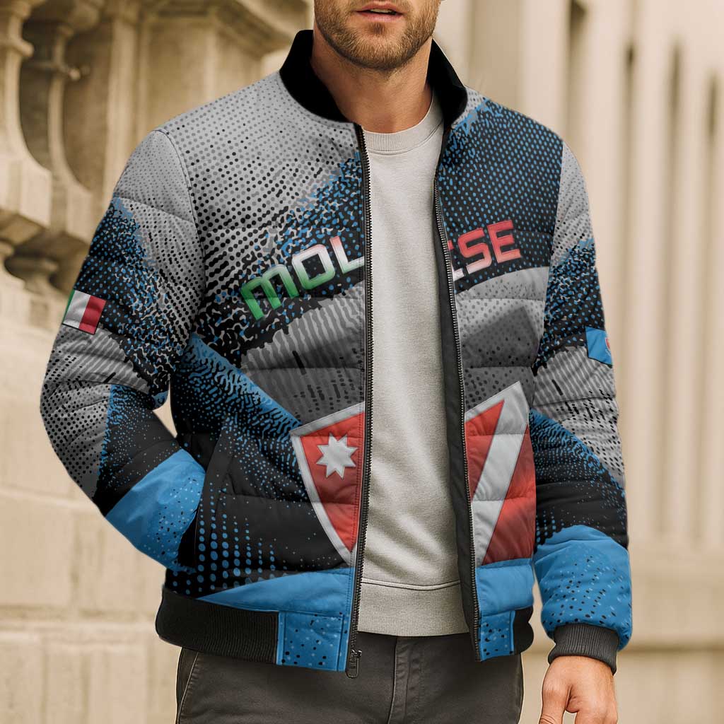 Personalized Italy Molise Bomber Puffer Jacket Coat Of Arms With Dynamic Dot Patterns