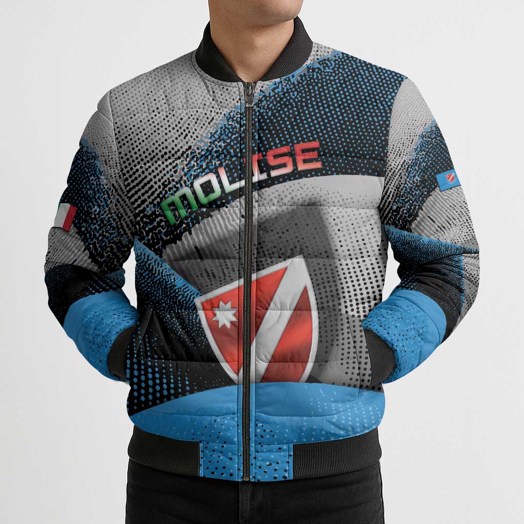 Personalized Italy Molise Bomber Puffer Jacket Coat Of Arms With Dynamic Dot Patterns
