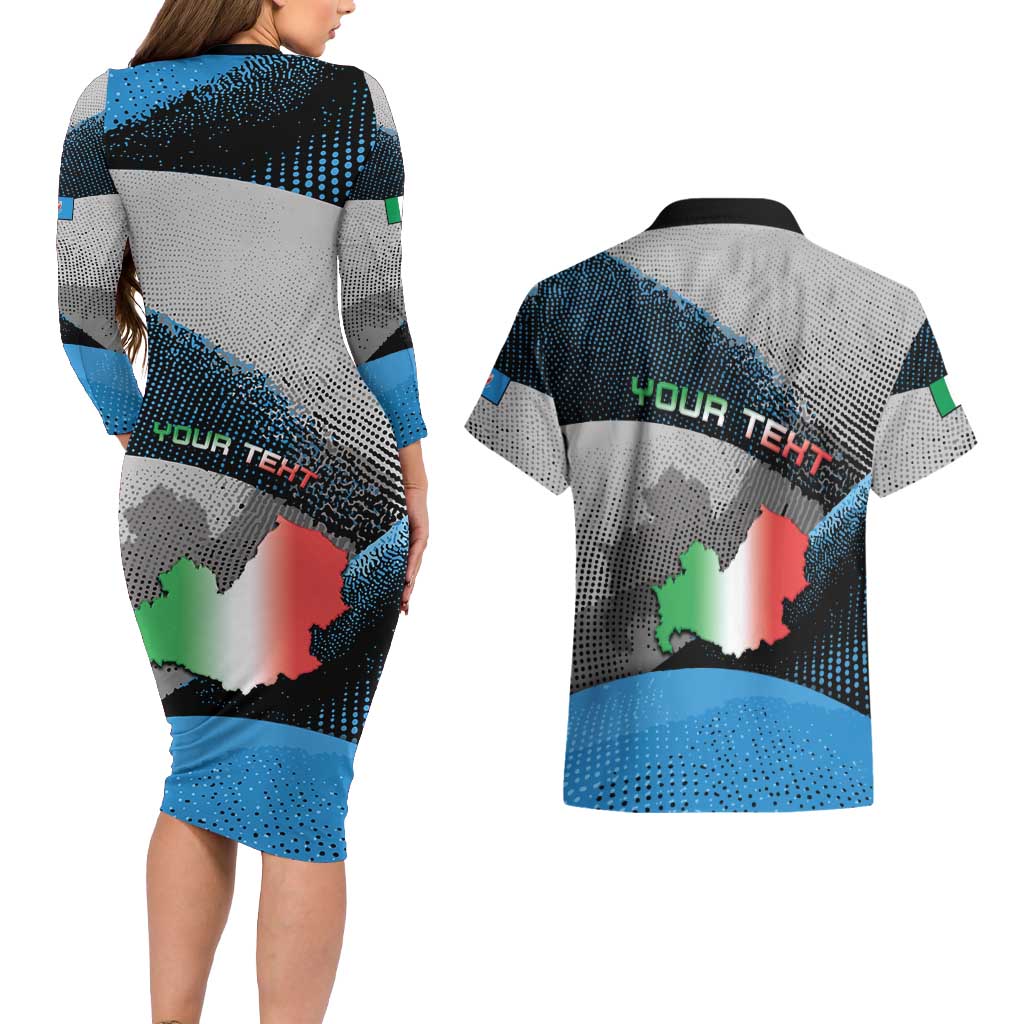 Personalized Italy Molise Couples Matching Long Sleeve Bodycon Dress and Hawaiian Shirt Coat Of Arms With Dynamic Dot Patterns