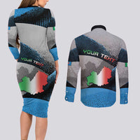 Personalized Italy Molise Couples Matching Long Sleeve Bodycon Dress and Long Sleeve Button Shirt Coat Of Arms With Dynamic Dot Patterns