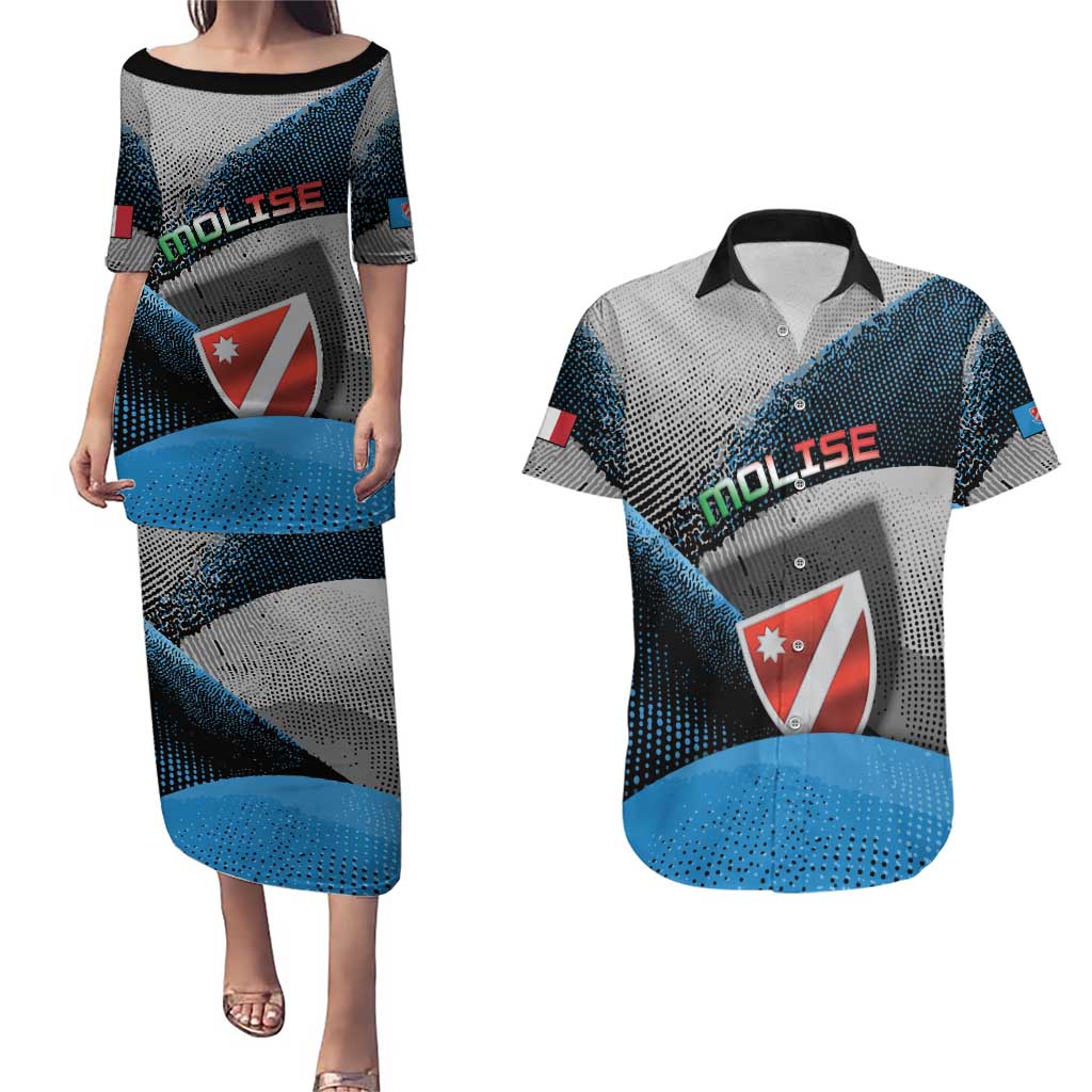 Personalized Italy Molise Couples Matching Puletasi and Hawaiian Shirt Coat Of Arms With Dynamic Dot Patterns