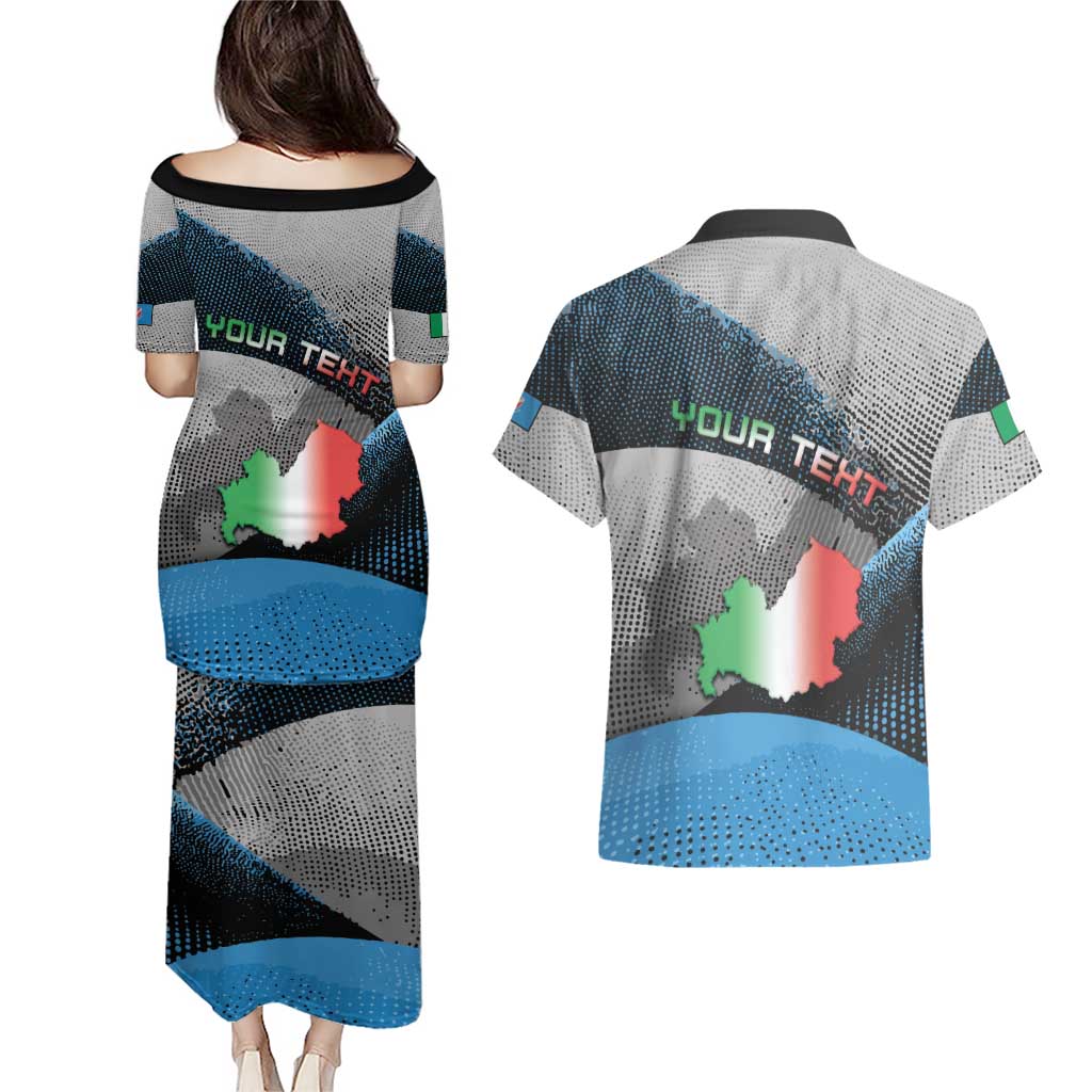 Personalized Italy Molise Couples Matching Puletasi and Hawaiian Shirt Coat Of Arms With Dynamic Dot Patterns