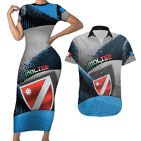 Personalized Italy Molise Couples Matching Short Sleeve Bodycon Dress and Hawaiian Shirt Coat Of Arms With Dynamic Dot Patterns