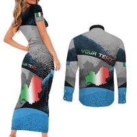 Personalized Italy Molise Couples Matching Short Sleeve Bodycon Dress and Long Sleeve Button Shirt Coat Of Arms With Dynamic Dot Patterns