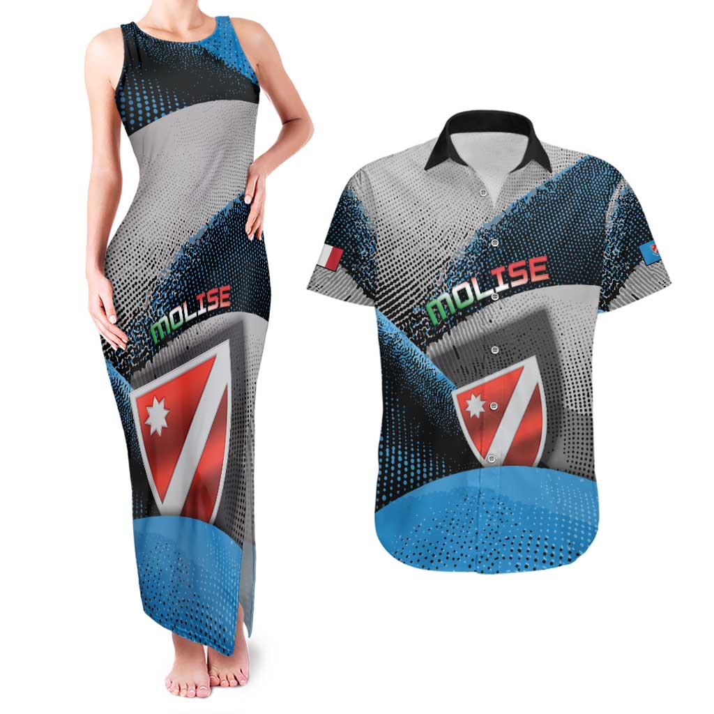 Personalized Italy Molise Couples Matching Tank Maxi Dress and Hawaiian Shirt Coat Of Arms With Dynamic Dot Patterns