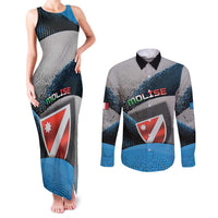 Personalized Italy Molise Couples Matching Tank Maxi Dress and Long Sleeve Button Shirt Coat Of Arms With Dynamic Dot Patterns