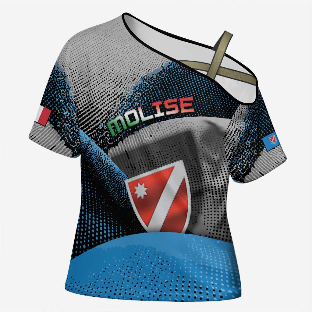 Personalized Italy Molise Cross Shoulder Shirt Coat Of Arms With Dynamic Dot Patterns