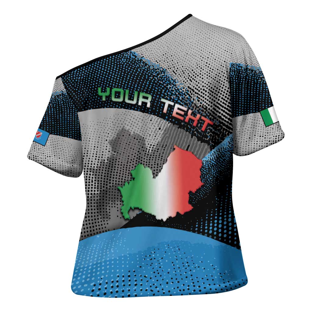 Personalized Italy Molise Cross Shoulder Shirt Coat Of Arms With Dynamic Dot Patterns