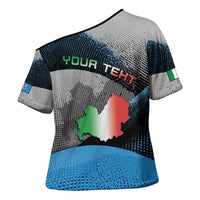 Personalized Italy Molise Cross Shoulder Shirt Coat Of Arms With Dynamic Dot Patterns