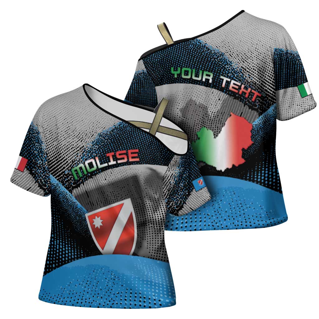 Personalized Italy Molise Cross Shoulder Shirt Coat Of Arms With Dynamic Dot Patterns