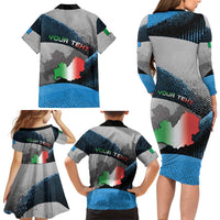 Personalized Italy Molise Family Matching Long Sleeve Bodycon Dress and Hawaiian Shirt Coat Of Arms With Dynamic Dot Patterns